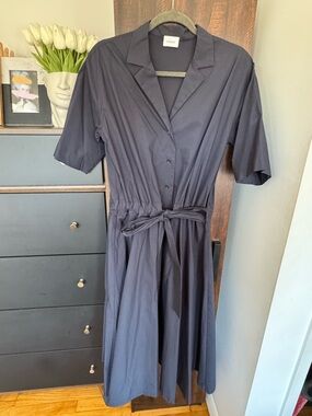 Unlabel Poplin Shirt Navy Dress With Pockets
